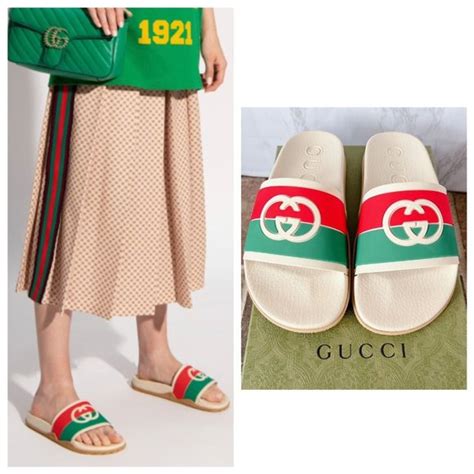 gucci slide sandal with interlocking g|Gucci agrado g slides.